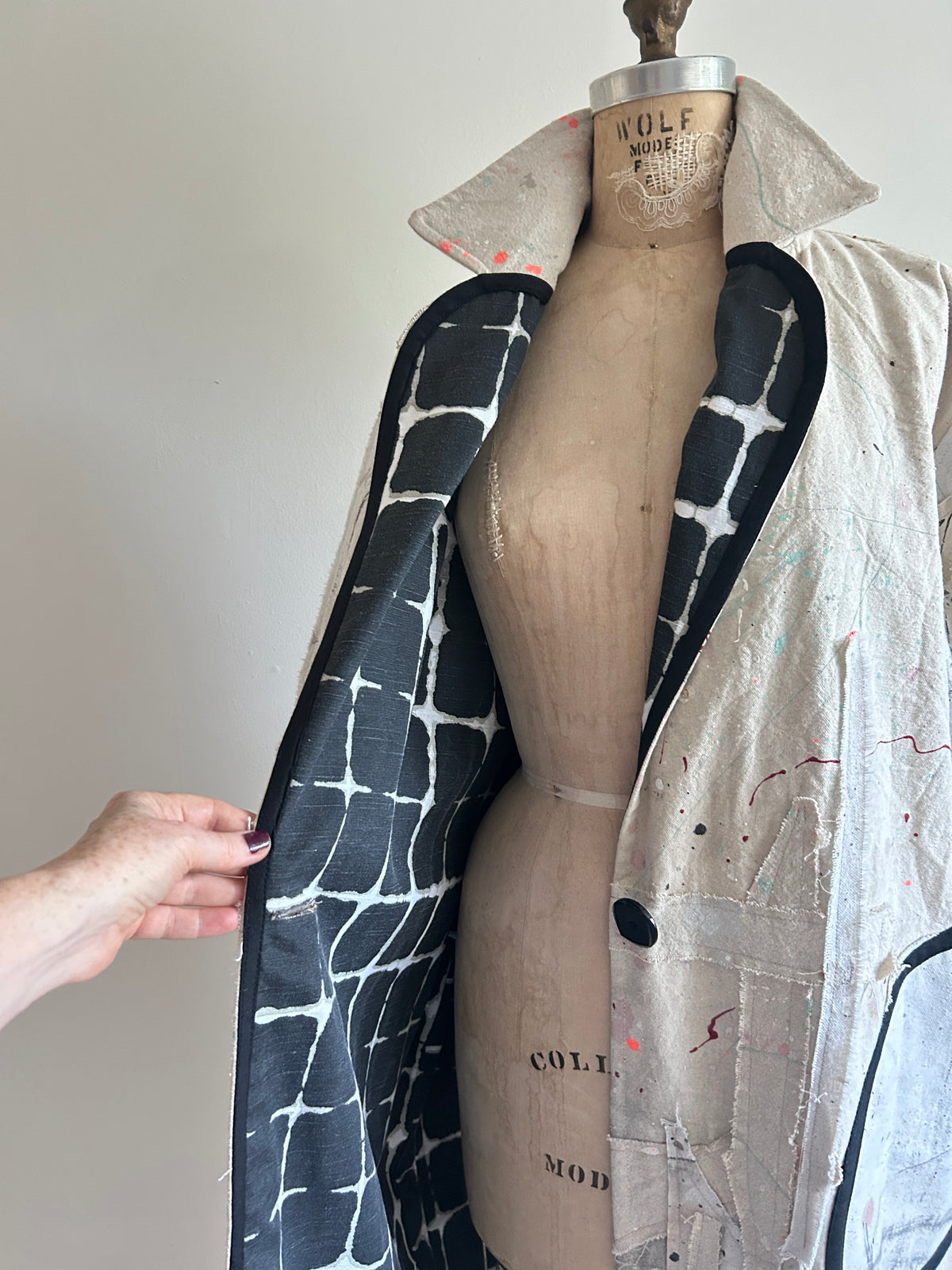 Trench with Upcycled Painters Drop Cloths Size XL/2X #TRENCHPX2X1