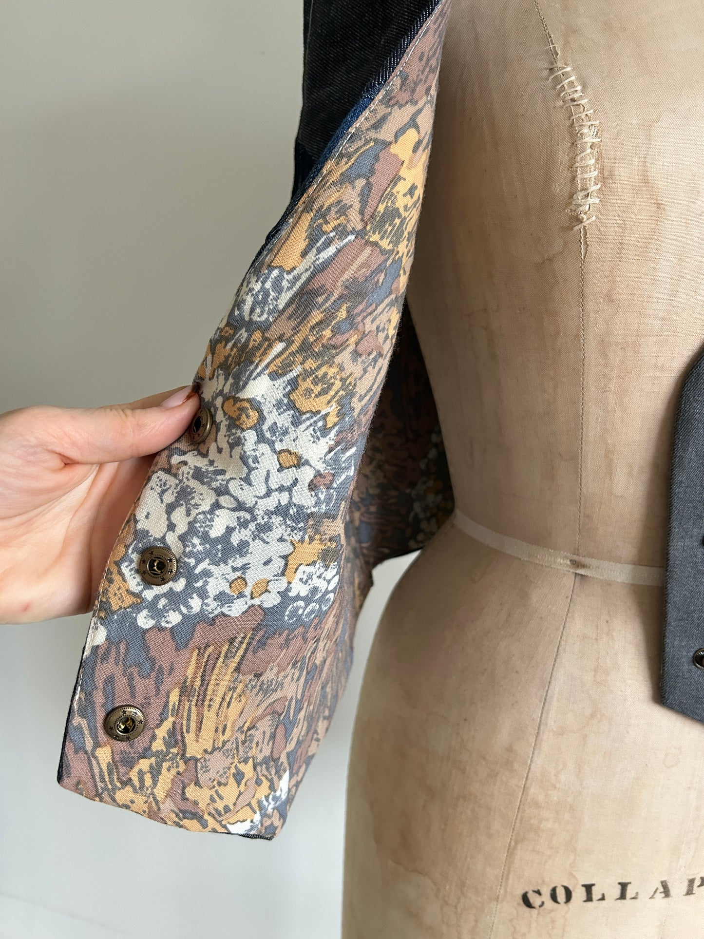 Leni Reclaimed Patchwork Denim Vest with Cotton Lining M/L #DVML13