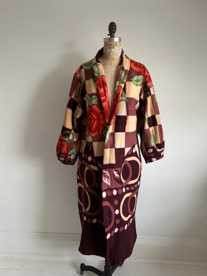 Vivianne Duster with Upcycled Lightweight Fleece Blanket Size M/L #CVDFML8