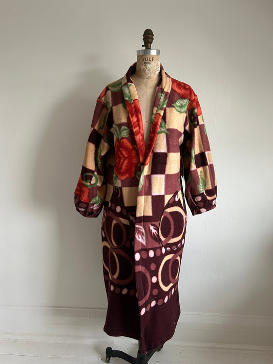 Vivianne Duster with Upcycled Lightweight Fleece Blanket Size M/L #CVDFML8