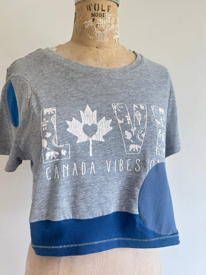 Reworked Preloved Canada Iron On Tshirt - Circle Series Size S/M #TSHIRT11