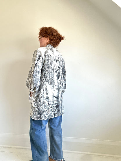 Vivianne Jacket with Upcycled Fleece Throw Blanket Wolf Theme Size M/L #CVJFML24