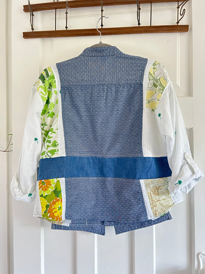 Reworked “Tuxedo Workwear” Buttondown Shirt with Handstitching S/M #TBSM1
