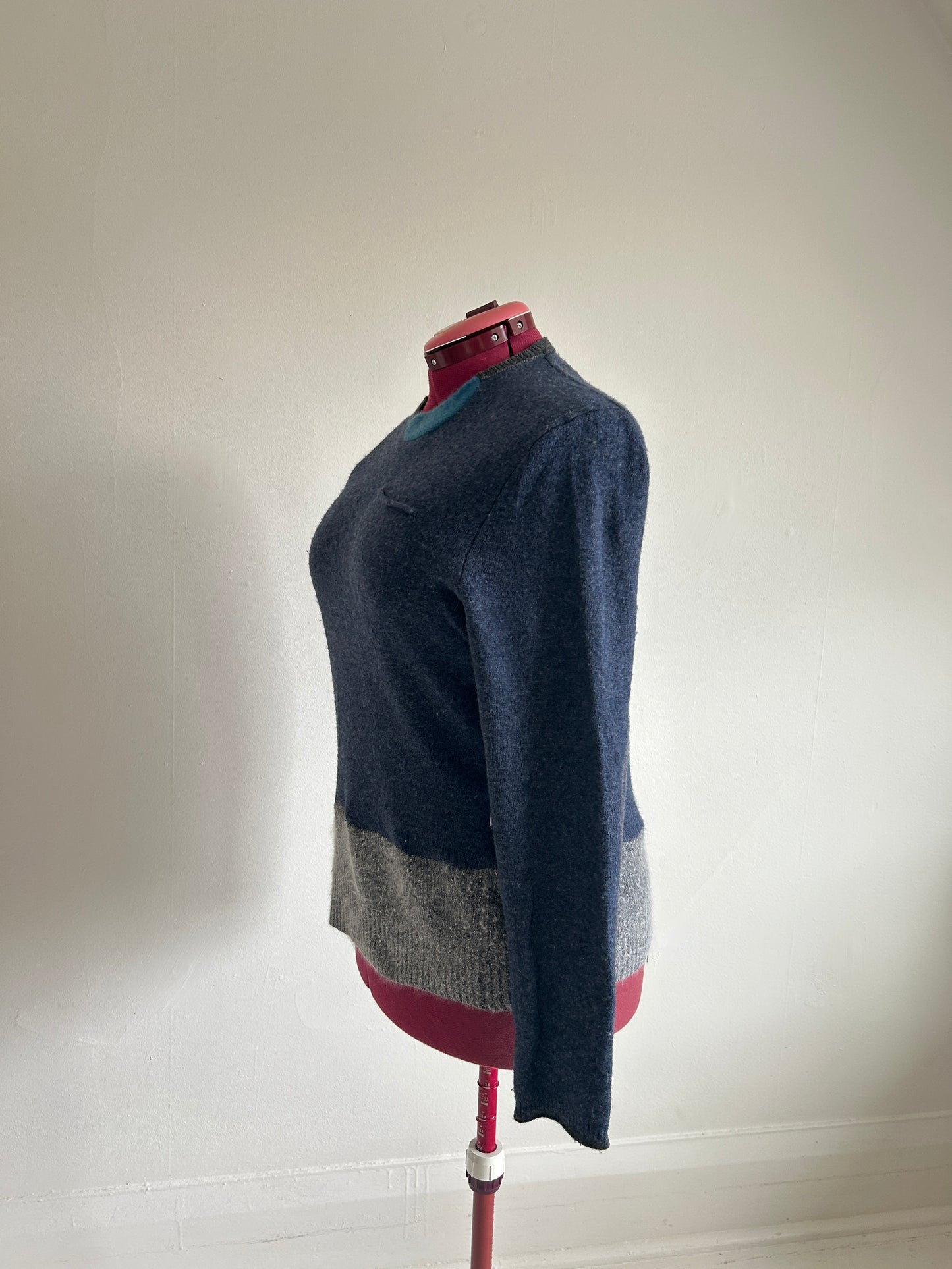 Abstract Art Patched Upcycled Wool, Angora & Cashmere Sweater XL/2X #CAS23X31
