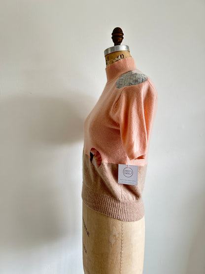 Abstract Art Patched Upcycled Lord & Taylor Cashmere Sweater XS/S #ART17