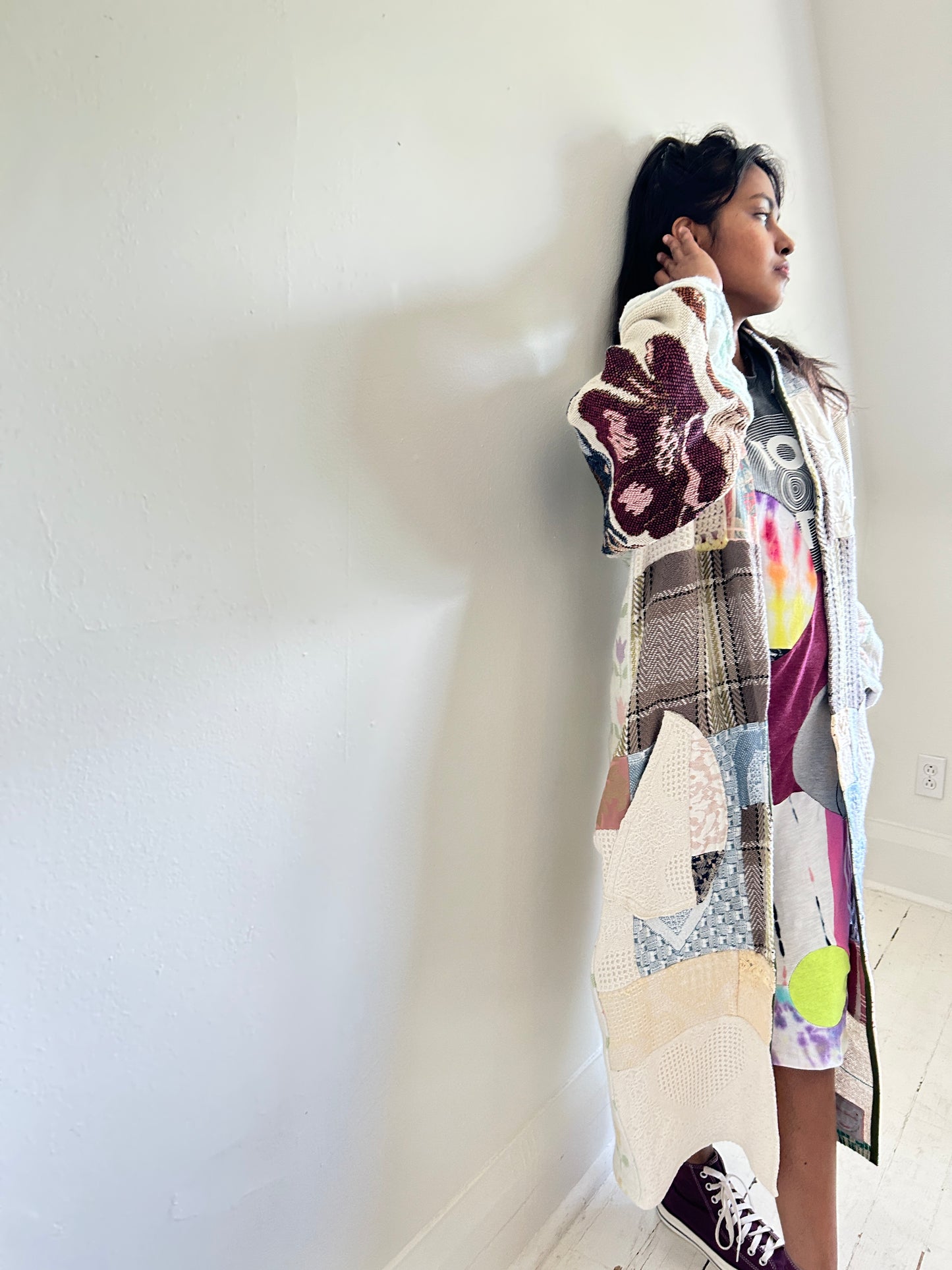 Vivianne Jacket with Upcycled Woven Throw Patchworked Size M/L #VIVT4