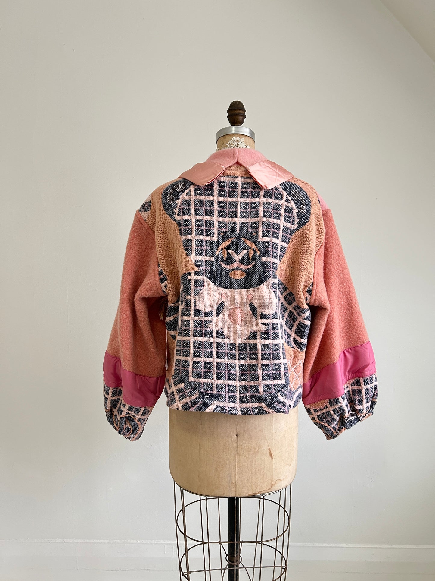 Vivianne Cropped Jacket with Upcycled Vintage Wool & Throw Blanket Size M/L #CVCWML39
