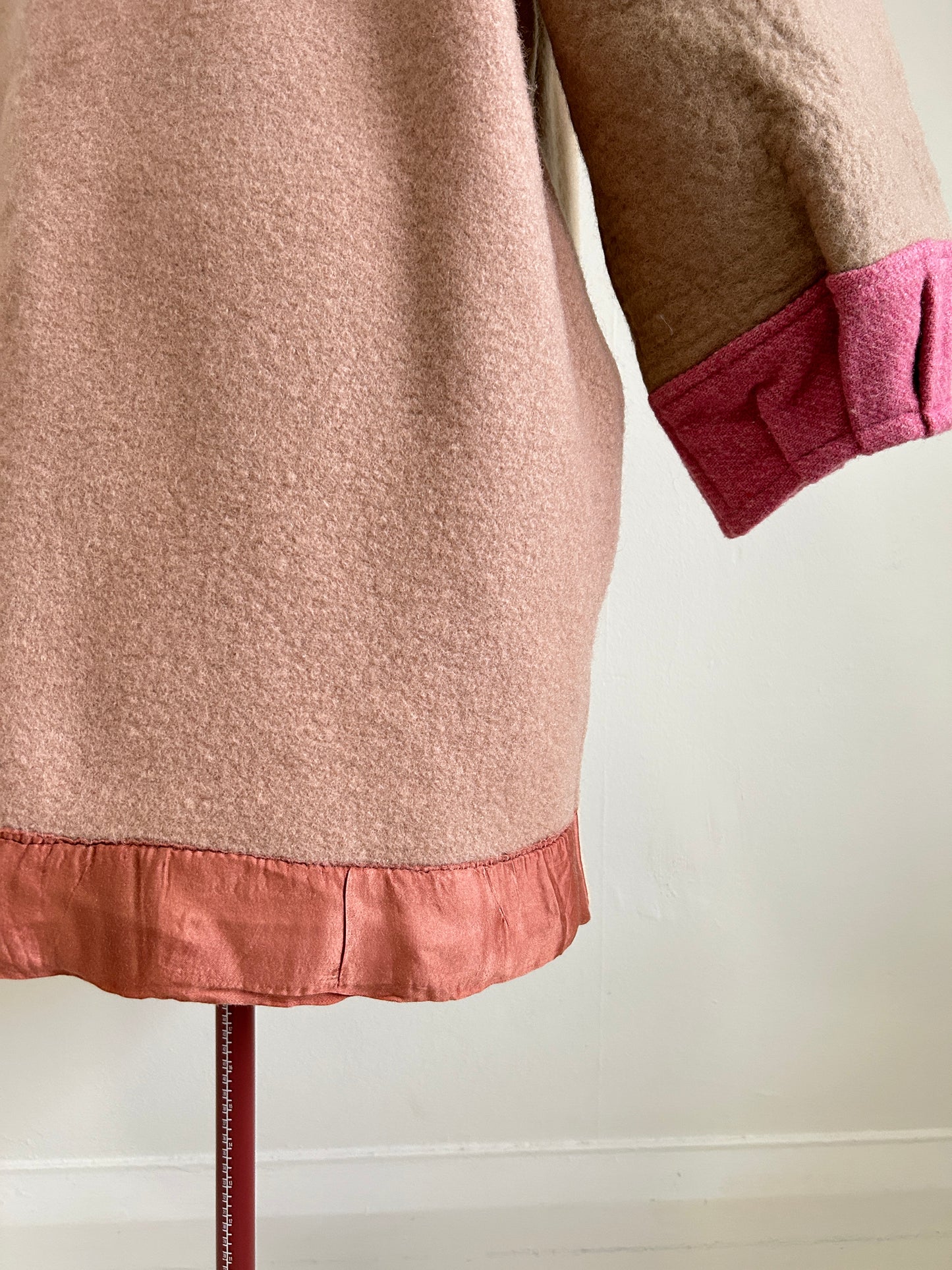 Vivianne Jacket with Upcycled Vintage Wool Blanket & Leather & Wooden Toggles Size 2X/3X #CVJW23X32