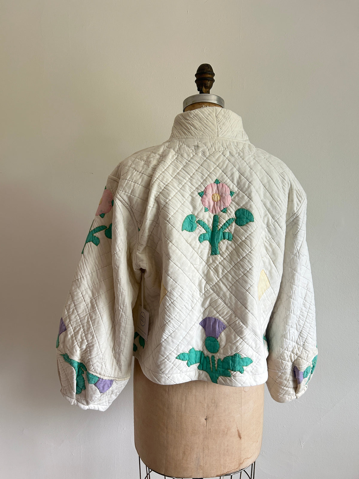 Billie Zip Up Jacket with Upcycled Vintage Quilt Size M/L #BILLMLCR6