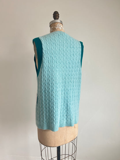 Abstract Art Patched Upcycled Cashmere Vest Size XL/2X #CAVX2X27