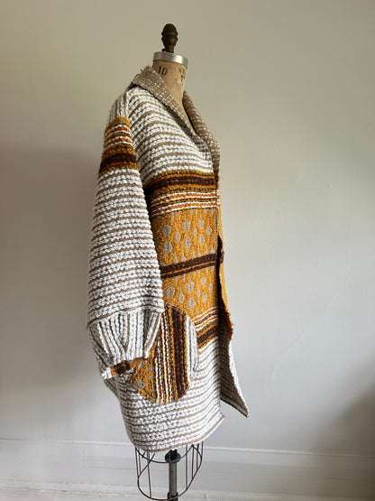 Vivianne Jacket with Upcycled Vintage Throw Blanket M/L #CVJTML9