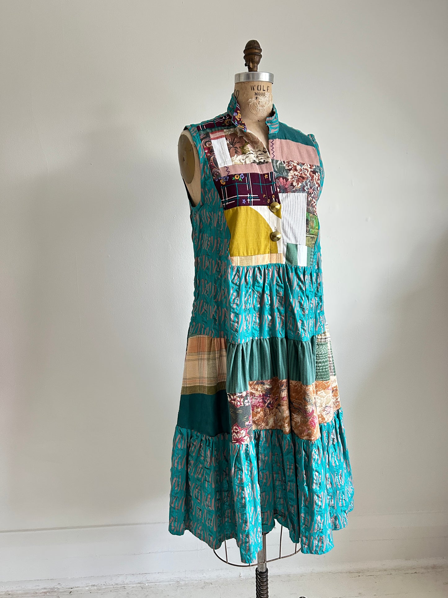 Carrie Dress - One of a Kind Upcycled & Vintage Textiles Size S/M #CAR10