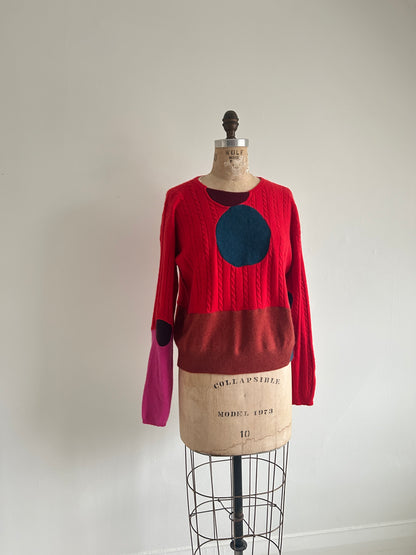 Abstract Art Patched Upcycled Cashmere Sweater XL/2X #CASX2X27