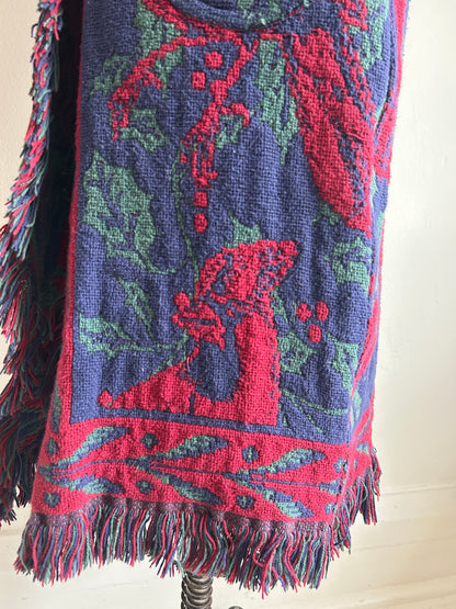 Vivianne Duster Jacket with Upcycled Throw Blankets Cardinal Theme XS/S #CVDTXSS27