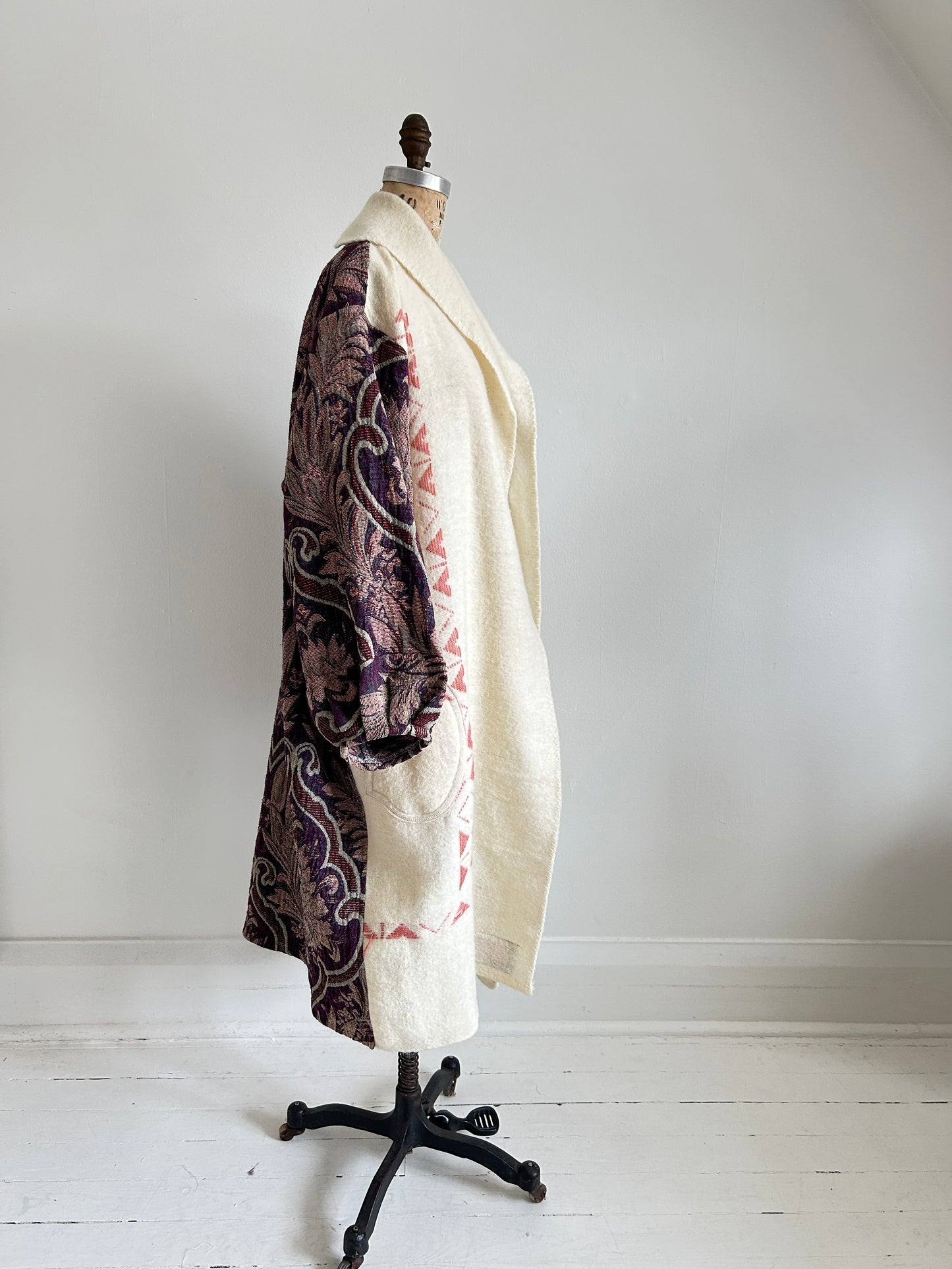 Vivianne Duster with Upcycled Vintage Icelandic Wool & Throw Blanket Size 2X/3X #CVDW23X63
