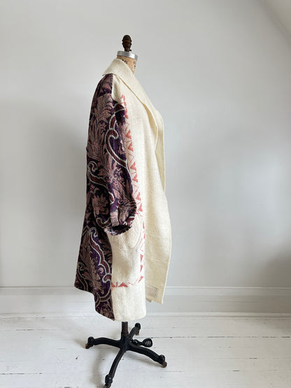 Vivianne Duster with Upcycled Vintage Icelandic Wool & Throw Blanket Size 2X/3X #CVDW23X63