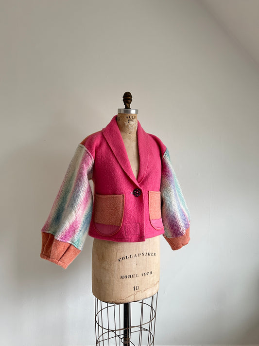 Vivianne Cropped Jacket with Upcycled Vintage Wool Size S/M #CVCWSM58