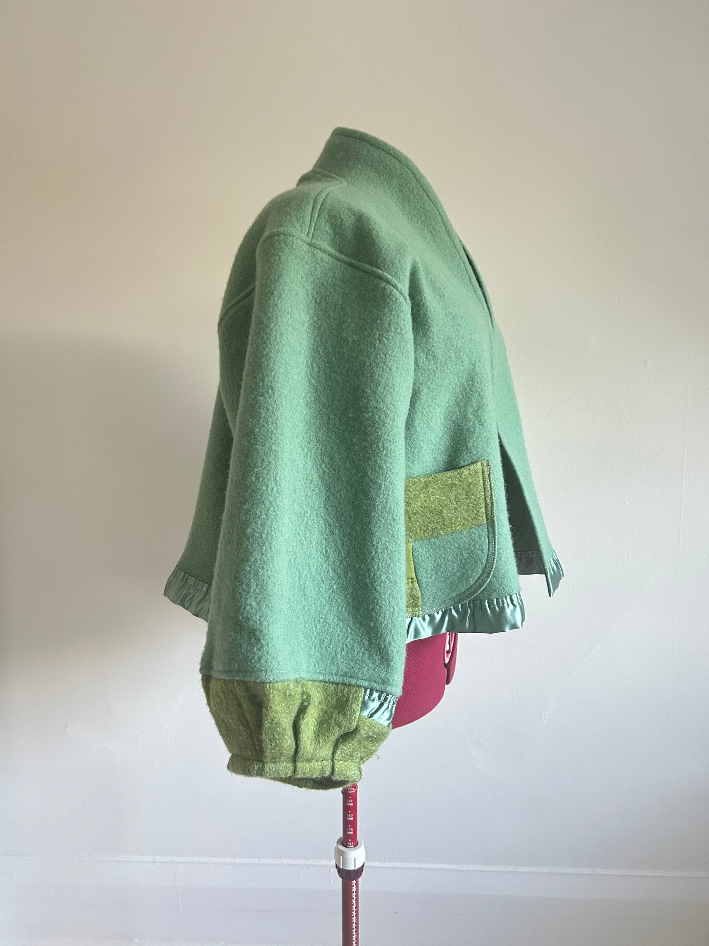 Vivianne Cropped Jacket with Upcycled Vintage Wool Size 2X/3X #VIVW9