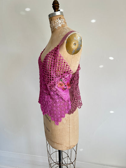 Mia Vintage Cotton Lace Dyed Cami Size M/L #MIA2