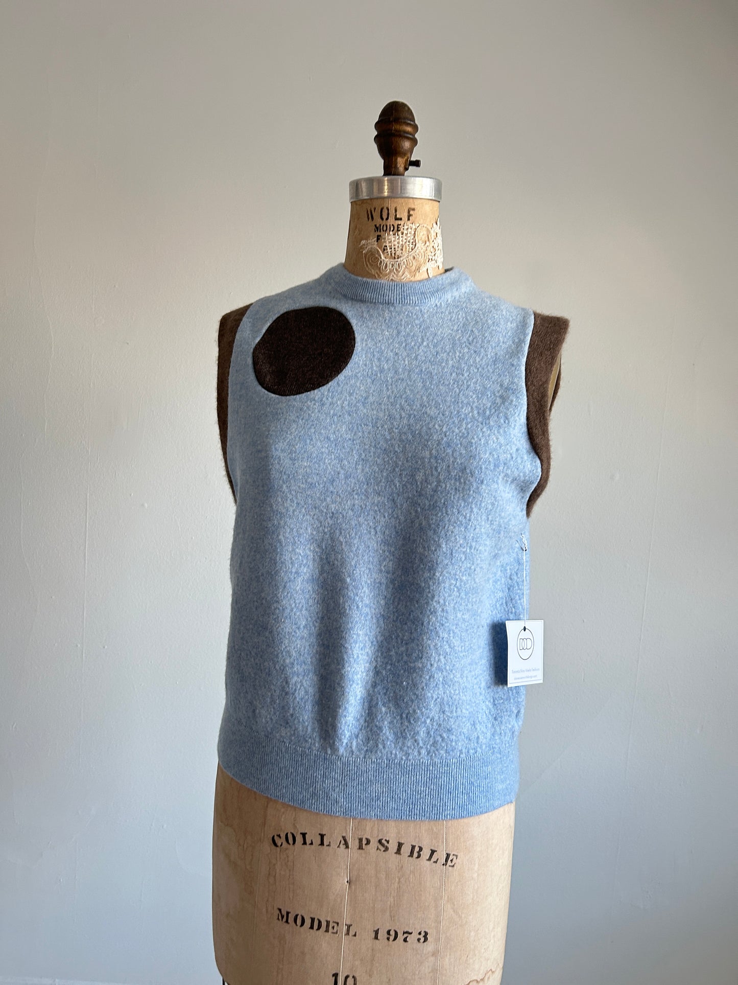 Abstract Art Patched Upcycled Cashmere Vest Size S/M #CAVSM20