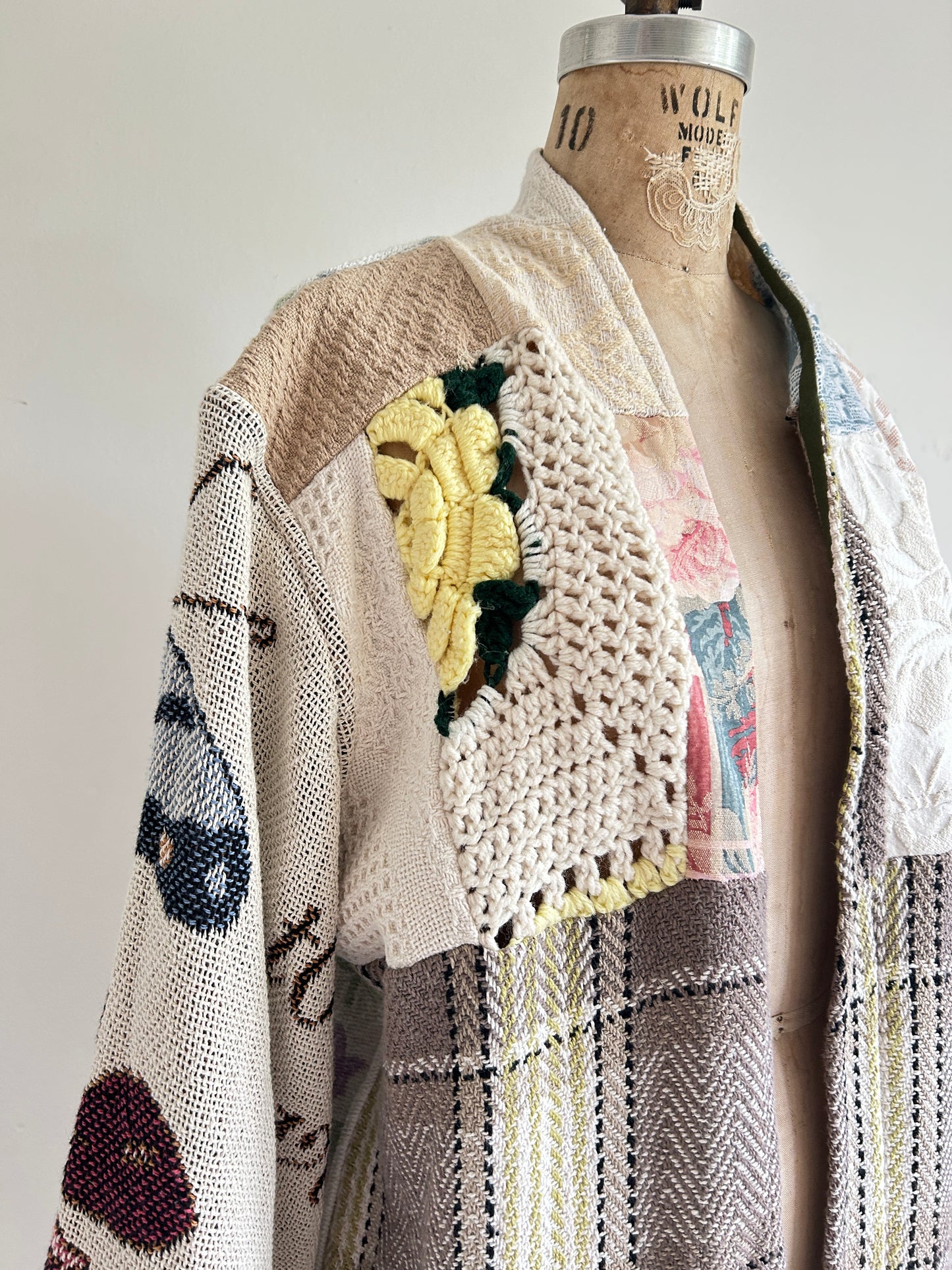 Vivianne Jacket with Upcycled Woven Throw Patchworked Size M/L #VIVT4