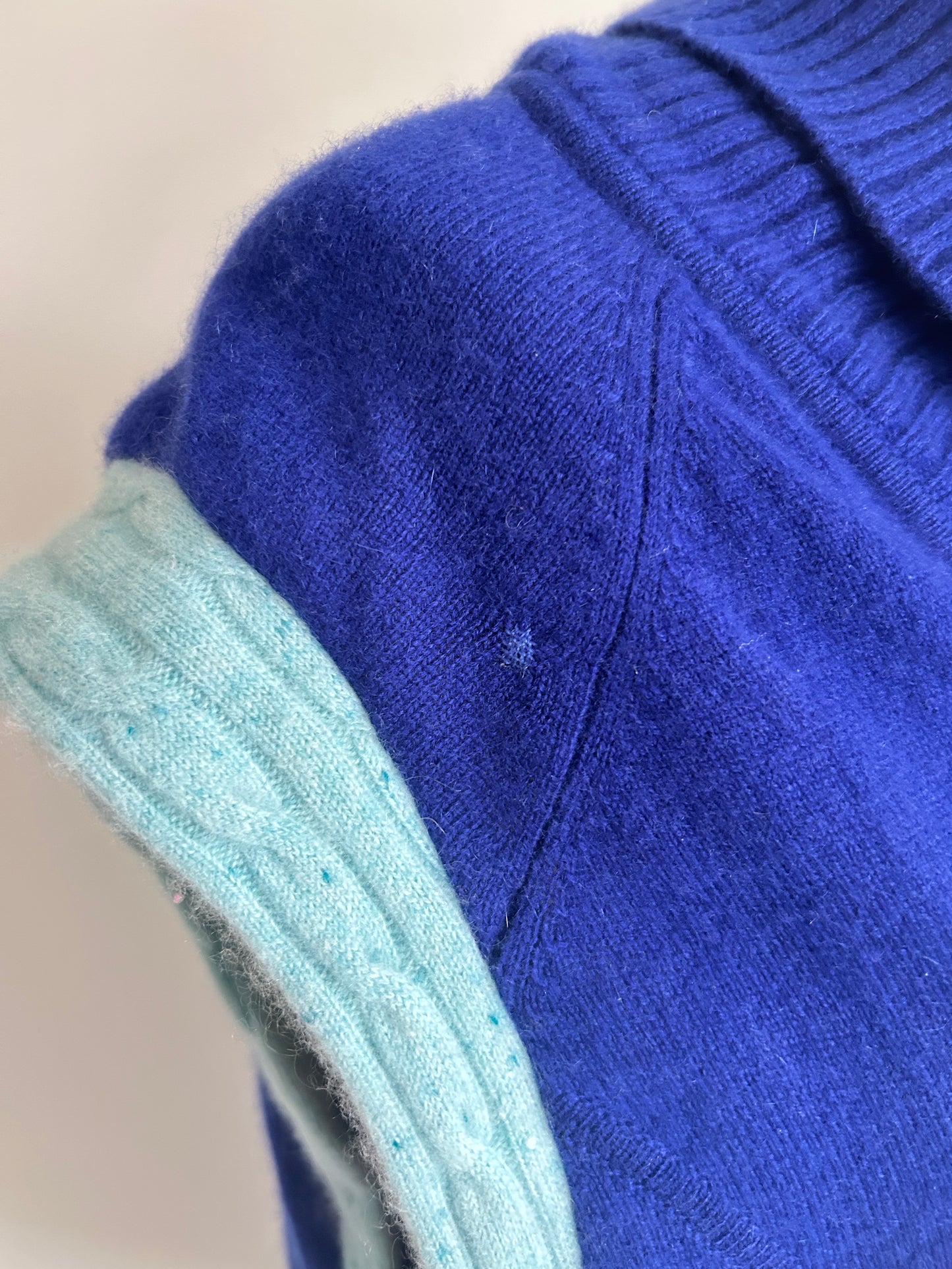 Abstract Art Patched Upcycled 2 Way Zipup Cashmere Vest Size L/XL #CAVLXL33