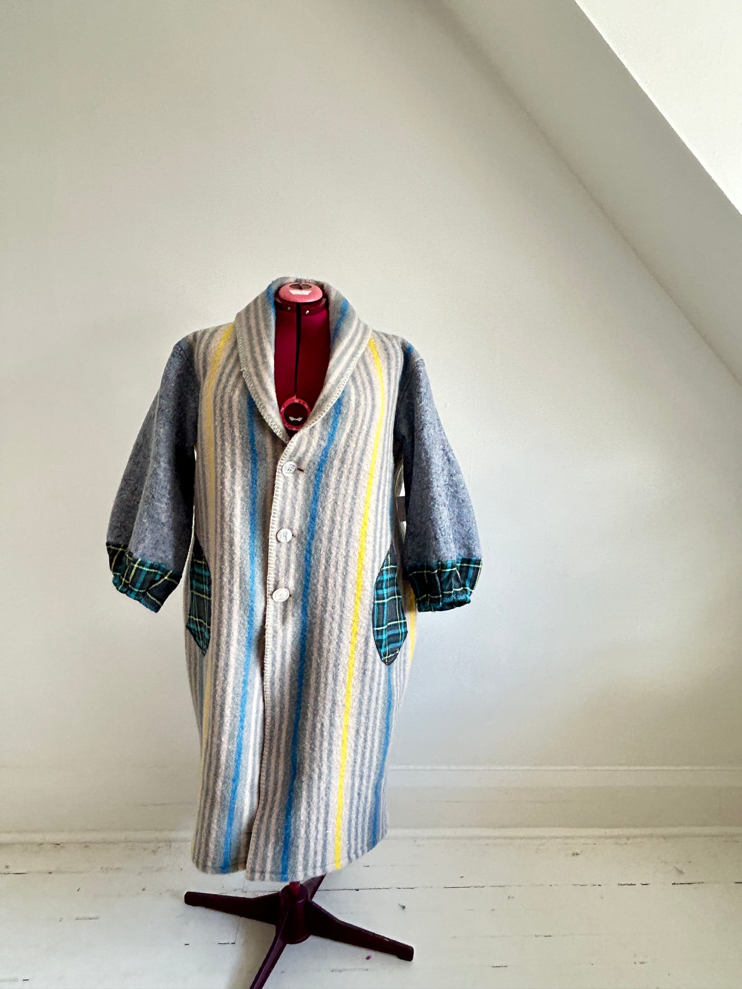 Vivianne Duster with Upcycled Vintage Wool & Textiles Blanket Size 3X #CVDW23X54