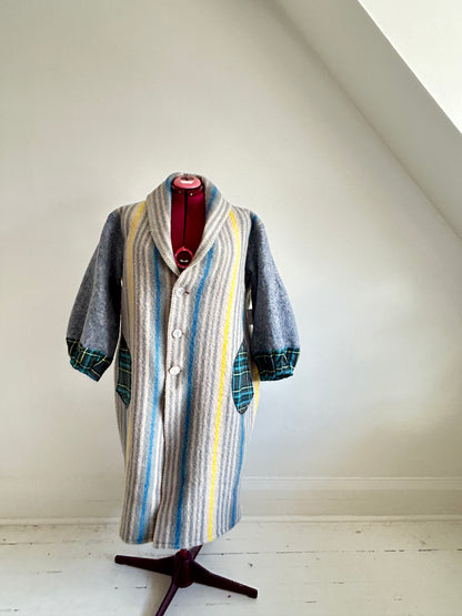Vivianne Duster with Upcycled Vintage Wool & Textiles Blanket Size 3X #CVDW23X54