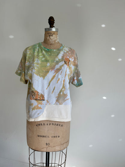 Reworked Preloved Tie Dyed and Tiger Cropped Tshirt - Circle Series Size M/L #TSHIRT16