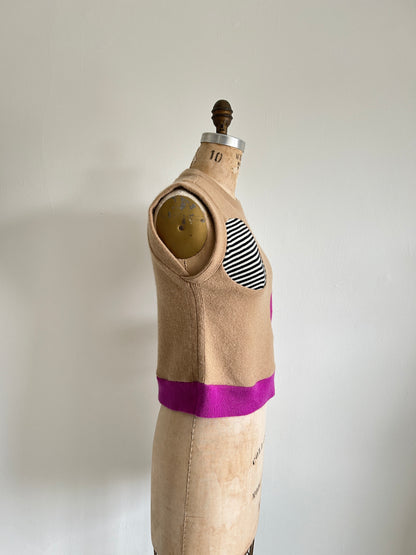 Abstract Art Patched Upcycled Cashmere Vest Size S/M #ARTV8