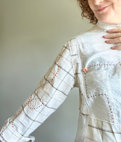 Reworked “Tuxedo Workwear” Buttondown Shirt with Handstitching M/L #TBML5