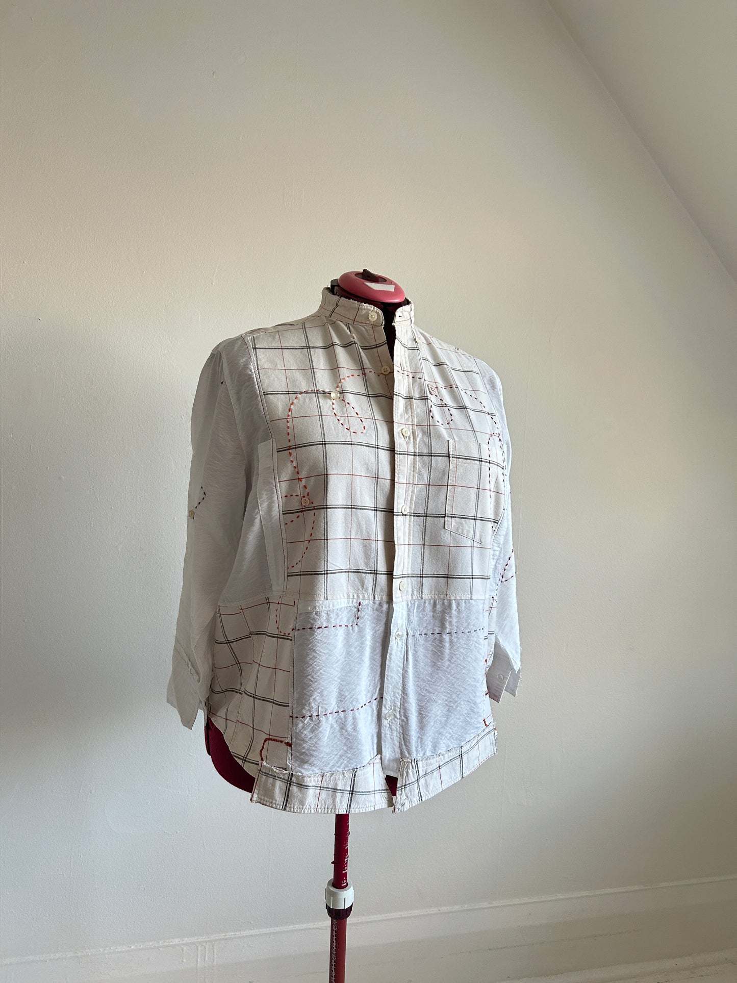 Reworked “Tuxedo Workwear” Buttondown Shirt with Handstitching 2X #TB23X8