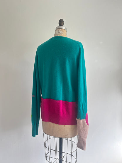 Needlefelted and Circle Patched Confetti Cashmere Sweater XL/2X #CASX2X1