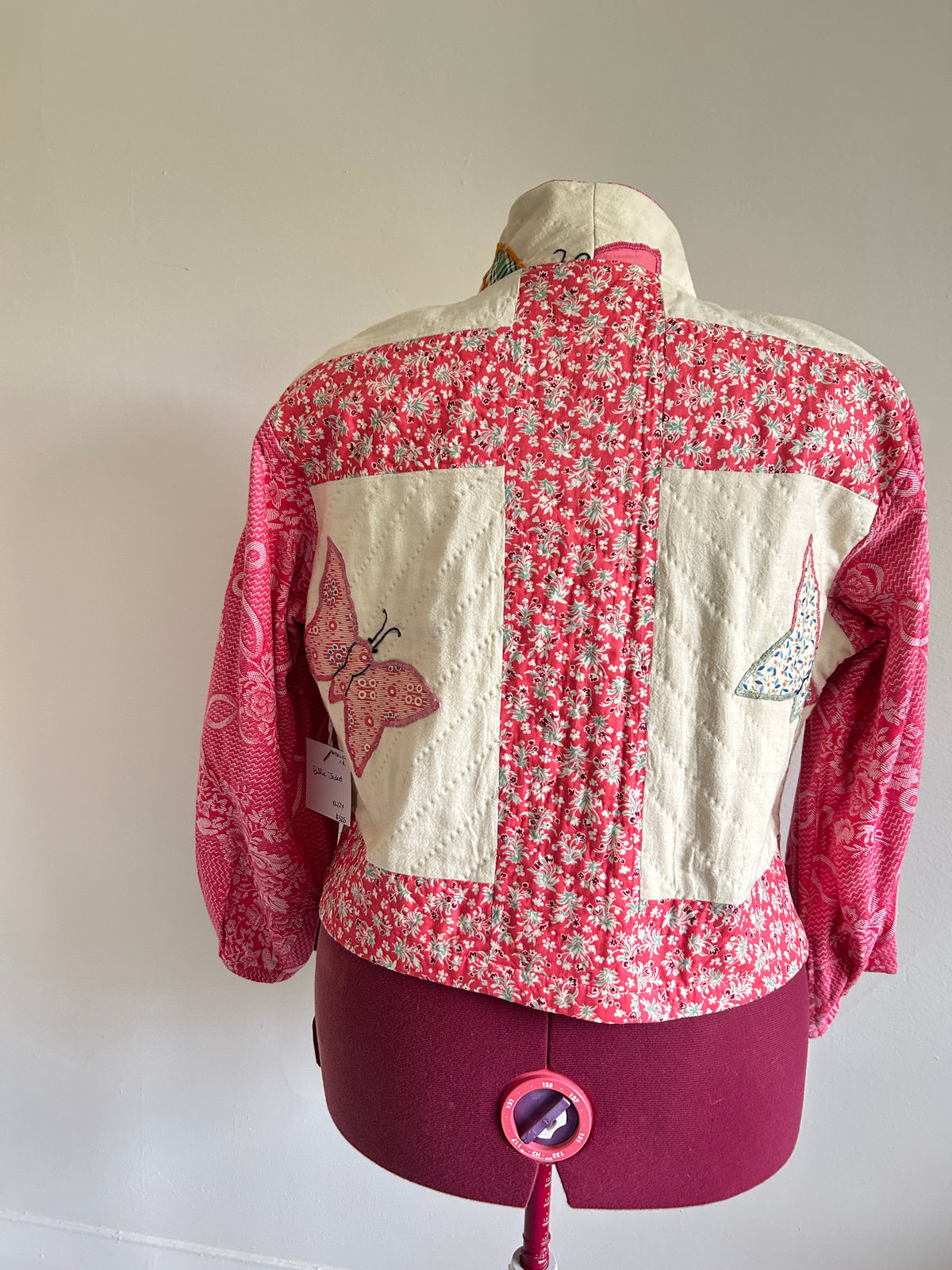 Billie Zip Up Jacket with Upcycled Vintage Butterfly Quilt Size XL/2X #BILLX2XCR1