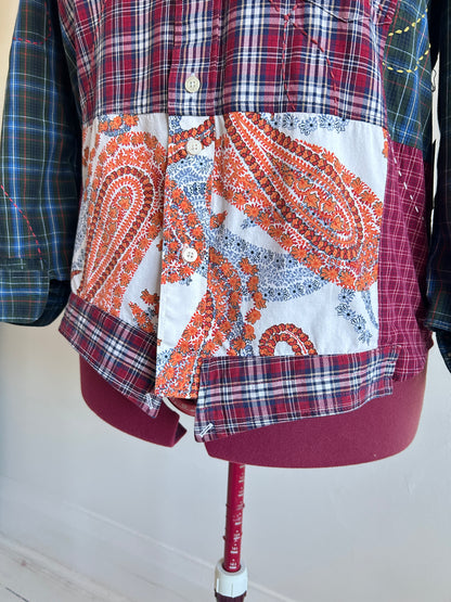 Reworked “Tuxedo Workwear” Buttondown Shirt with Handstitching 2X #TB23X9