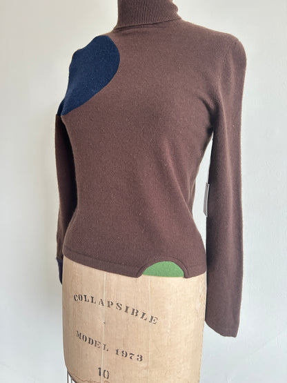 Abstract Art Patched Upcycled Cashmere Sweater S/M #CASSM10
