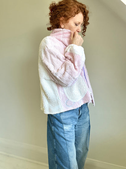 Vivianne Cropped Jacket with Upcycled Vintage Chenille Size 2X/3X #CVCCH23X22
