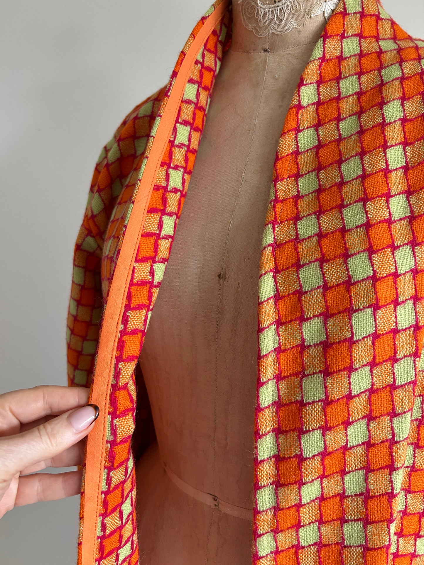 Vivianne Duster Jacket with Upcycled Vintage Deadstock Lightweight Wool Size M/L #CVDWML57