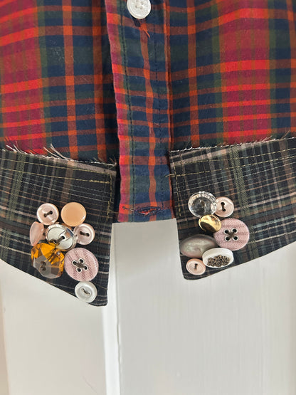 Reworked “Tuxedo Workwear” Buttondown Shirt with Handstitching XL/2X #TBX2X19