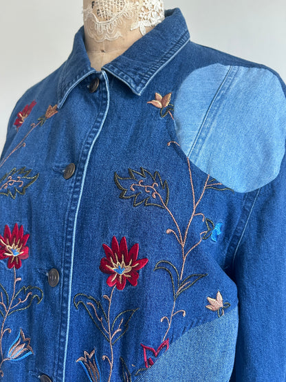 Upcycled Modern Workwear Denim Shirt - Circle Series Size M/L #DENML5