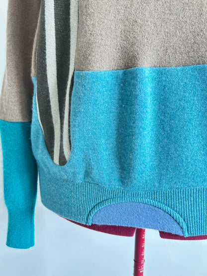 Abstract Art Patched Upcycled Cashmere Sweater XL/2X #CASX2X26