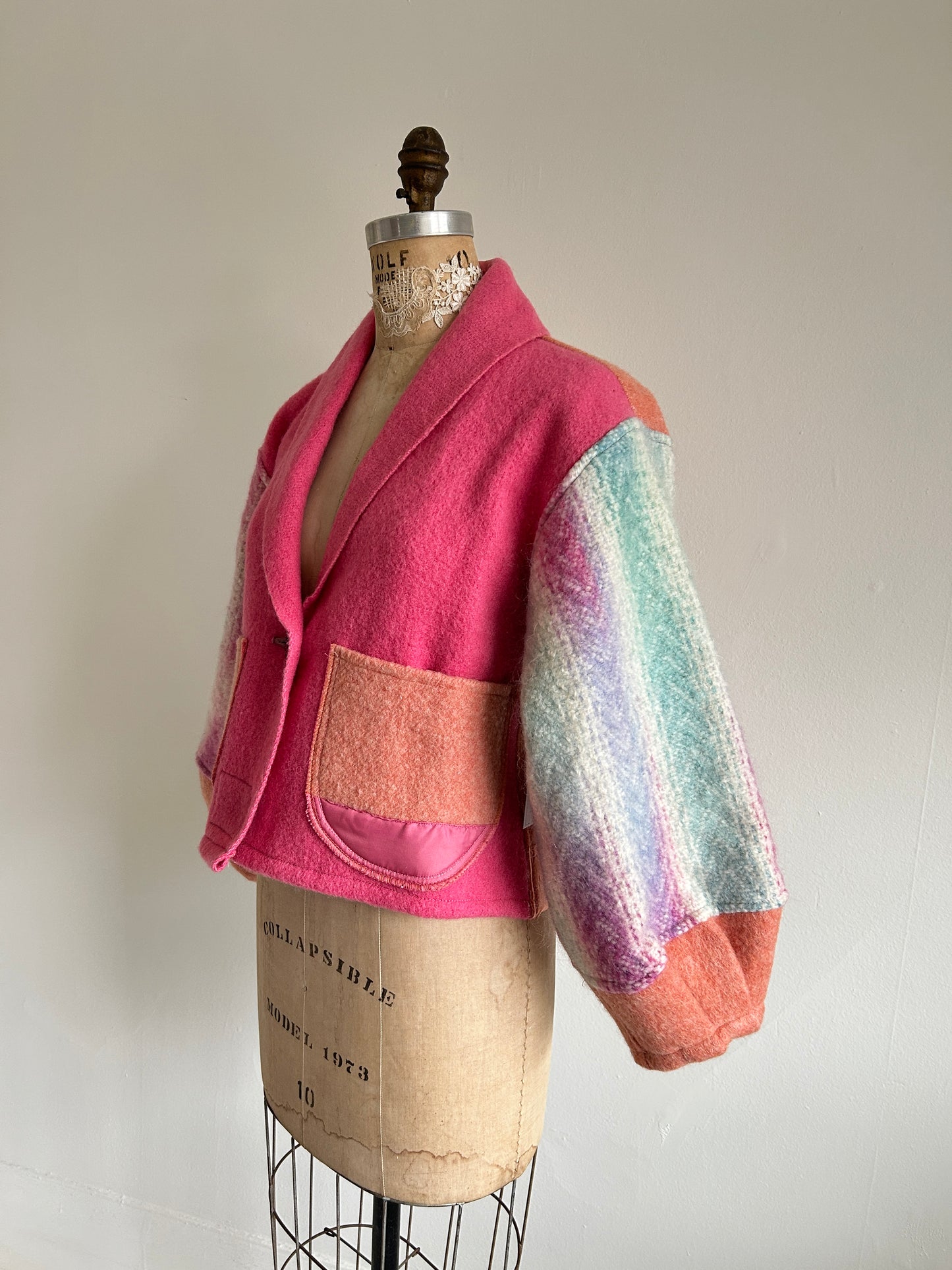 Vivianne Cropped Jacket with Upcycled Vintage Wool Size S/M #CVCWSM58