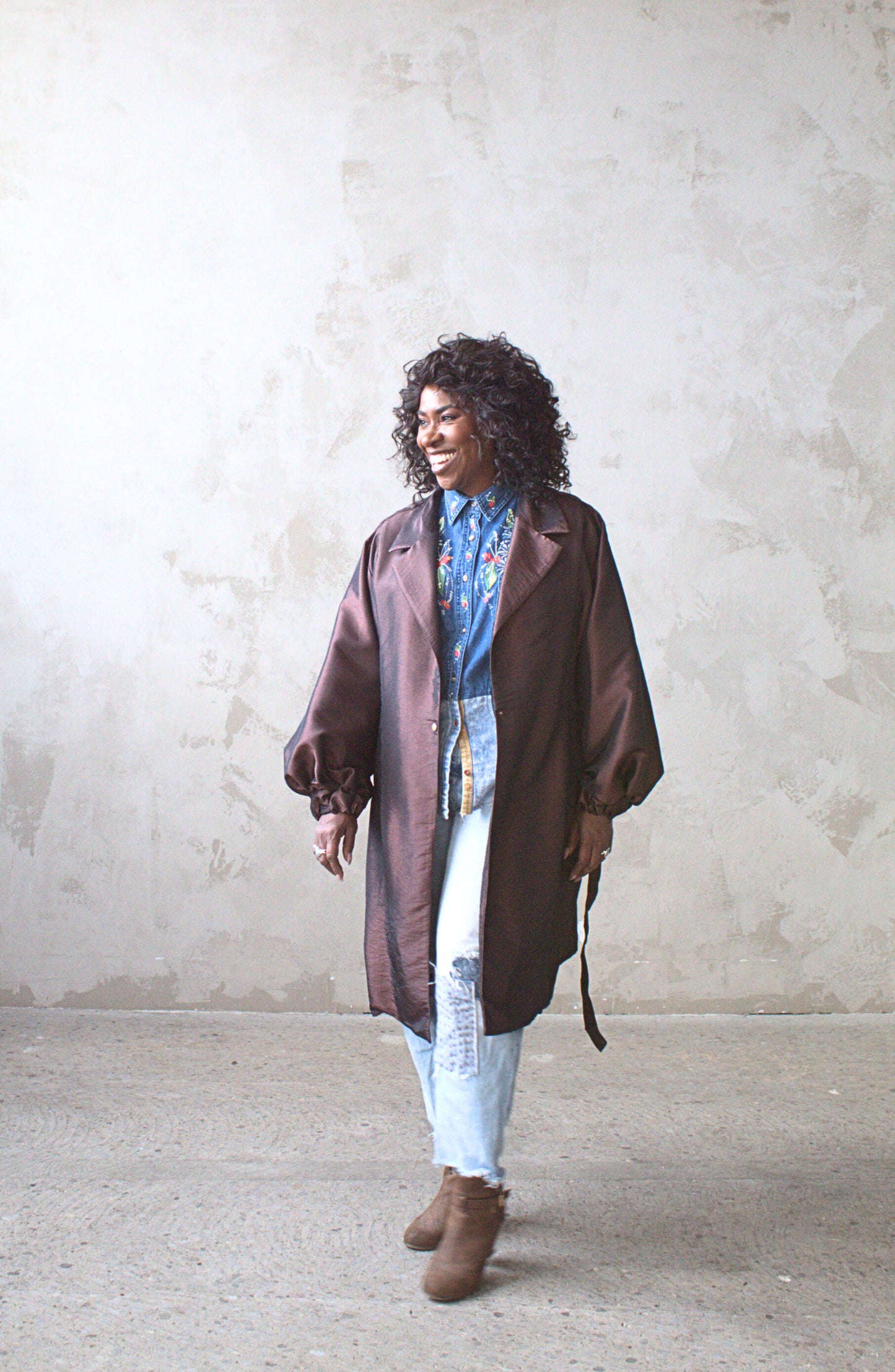 Edit Trench with Lightweight Tafetta Chocolate Sizes XS-3X #CTEC