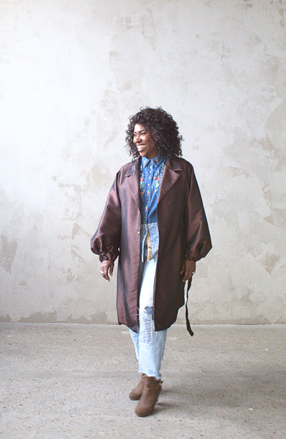 Edit Trench with Lightweight Tafetta Chocolate Sizes XS-3X #CTEC