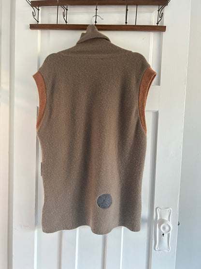 Abstract Art Patched Upcycled Cashmere Vest Size XL/2X #ARTV18