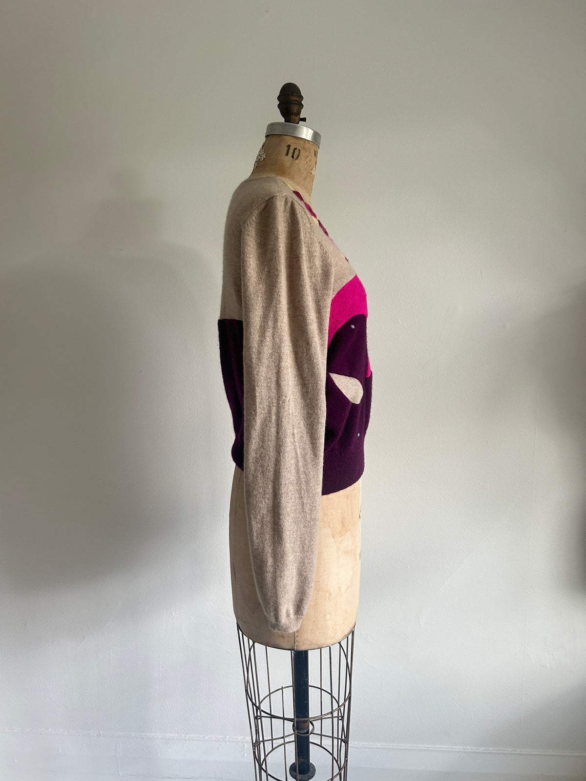Needlefelted, Embroidered and Circle Patched Confetti Cashmere Sweater XL/2X #CASHSM2