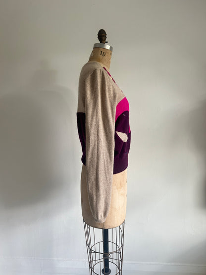 Needlefelted, Embroidered and Circle Patched Confetti Cashmere Sweater XL/2X #CASHSM2