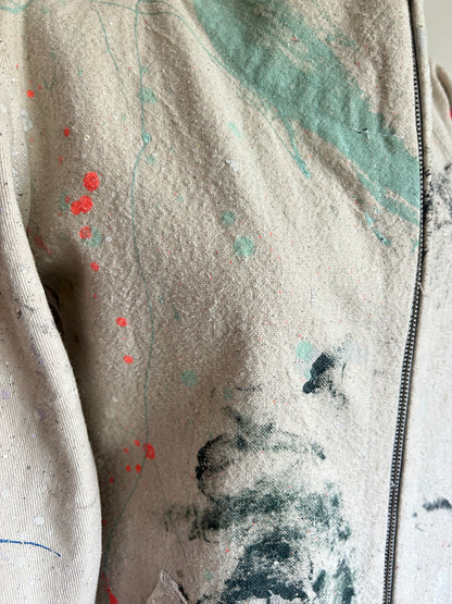 Billie Zip Up Jacket with Upcycled Painters Drop Cloths Size XS/S #BILLJXSS10