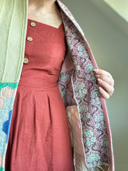 Vivianne Jacket with Upcycled Woven Throw Patchworked Size S/M #VIVT8