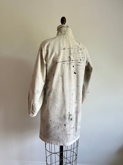 Billie Zip Up Jacket with Upcycled Painters Drop Cloths Size XS/S #BILLJXSS10